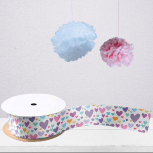 Cute Hearts Pattern Satijnen Lint
