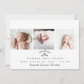 Cute Hearts Photo Strip Birth Notice Bedankkaart (Voorkant)