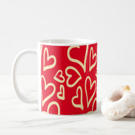 Cute Hearts Red Valentijnsdag Koffiemok