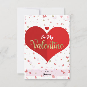 Cute Hearts Roze Rood Goud Digitale Valentijnsdag Kaart