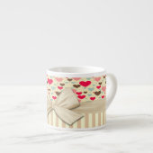 Cute Hearts Strepen en Strik Espresso Kop (Voorkant rechts)