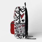 Cute Hearts Teddy Bear Customizable Name  Bedrukte Rugzak (Rechts)