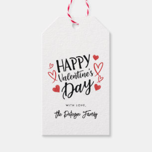 Cute Hearts Typografie Gelukkige Valentijnsdag Cadeaulabel