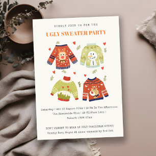 Cute Hearts Ugly Sweater Kerstparty nodigt uit Feestdagenkaart