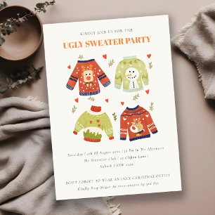 Cute Hearts Ugly Sweater Kerstparty nodigt uit Feestdagenkaart