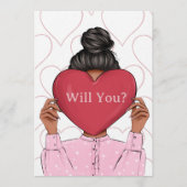 Cute Hearts Valentine's Bridesmaid Proposal Card Kaart (Voorkant)