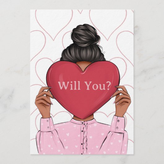 Cute Hearts Valentine's Bridesmaid Proposal Card Kaart (Voorkant)