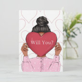 Cute Hearts Valentine's Bridesmaid Proposal Card Kaart (Staand voorkant)