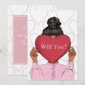 Cute Hearts Valentine's Bridesmaid Proposal Card Kaart (Voorkant / Achterkant)