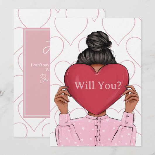 Cute Hearts Valentine's Bridesmaid Proposal Card Kaart (Voorkant / Achterkant)