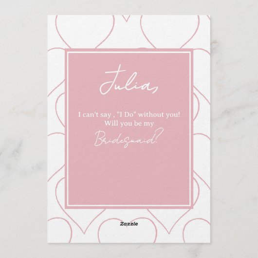 Cute Hearts Valentine's Bridesmaid Proposal Card Kaart (Achterkant)