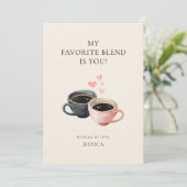 Cute Hearts Watercolor Coffee Cups Valentine's Day Feestdagenkaart (Staand voorkant)