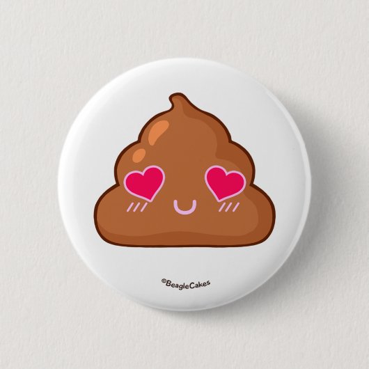 Cute Heartsy Eyes Poop Pinback Button (Voorkant)