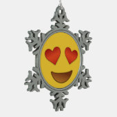 Cute Hearty Eyes Emoji Tin Sneeuwvlok Ornament (Links)