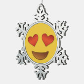 Cute Hearty Eyes Emoji Tin Sneeuwvlok Ornament (Rechts)