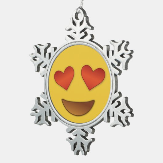 Cute Hearty Eyes Emoji Tin Sneeuwvlok Ornament (Rechts)
