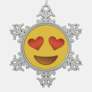 Cute Hearty Eyes Emoji Tin Sneeuwvlok Ornament