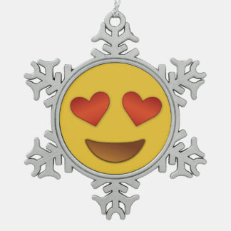 Cute Hearty Eyes Emoji Tin Sneeuwvlok Ornament