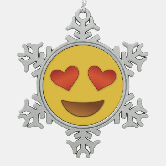 Cute Hearty Eyes Emoji Tin Sneeuwvlok Ornament (Voorkant)