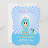 Cute Heavenly Princess met Kitty Cat 7th Birthday Kaart (Voorkant)