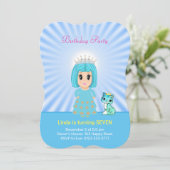 Cute Heavenly Princess met Kitty Cat 7th Birthday Kaart (Staand voorkant)