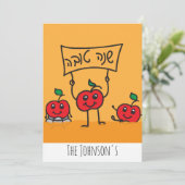 Cute Hebrew Rosh Hashanah Kaart, Hebrew Shana Tova (Staand voorkant)