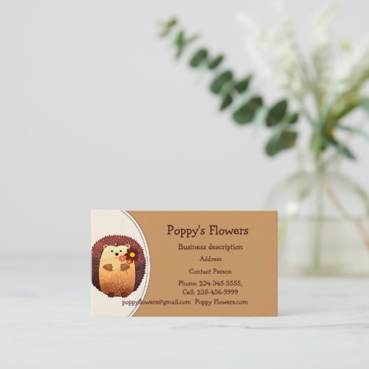 Cute Hedégel Animal Flower Florist Planten Visitekaartje (Staand voorkant)