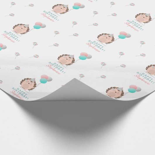 Cute Hedégel Birthday Cadeaupapier (Hoek)