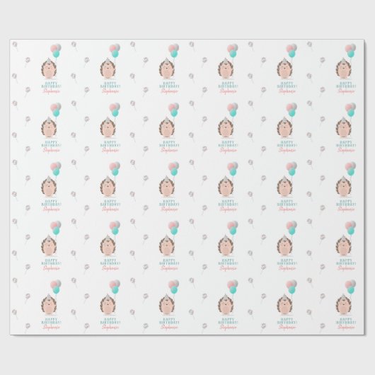 Cute Hedégel Birthday Cadeaupapier (Vlak)