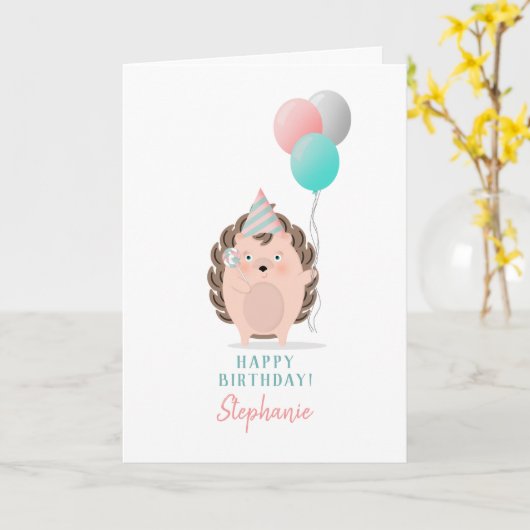 Cute Hedégel Birthday Kaart (Gele Bloem)