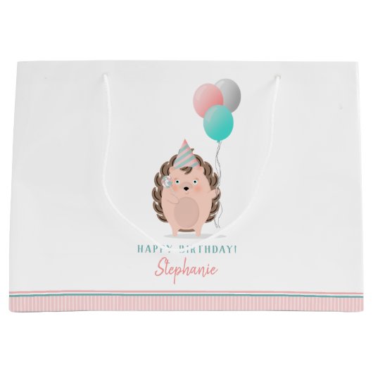 Cute Hedégel Birthday Large Cadeautasje (Voorkant)