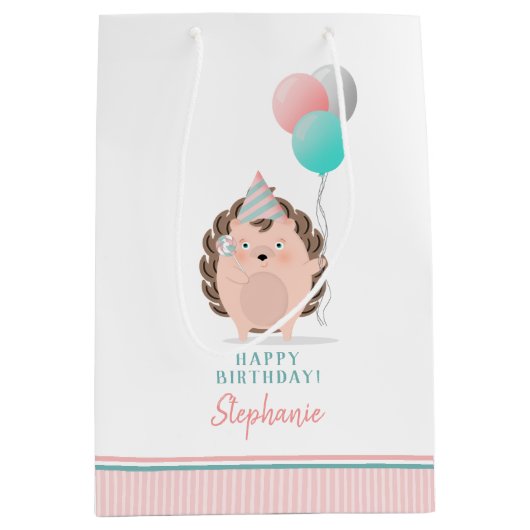 Cute Hedégel Birthday Medium Cadeauzakje (Voorkant)