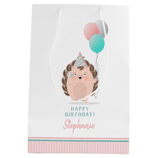 Cute Hedégel Birthday Medium Cadeauzakje (Achterkant)