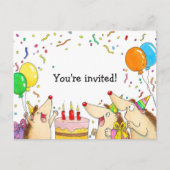 Cute Hedégel Birthday Party Uitnodiging Briefkaart (Voorkant)