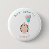 Cute Hedégel Birthday Ronde Button 5,7 Cm (Voorkant)