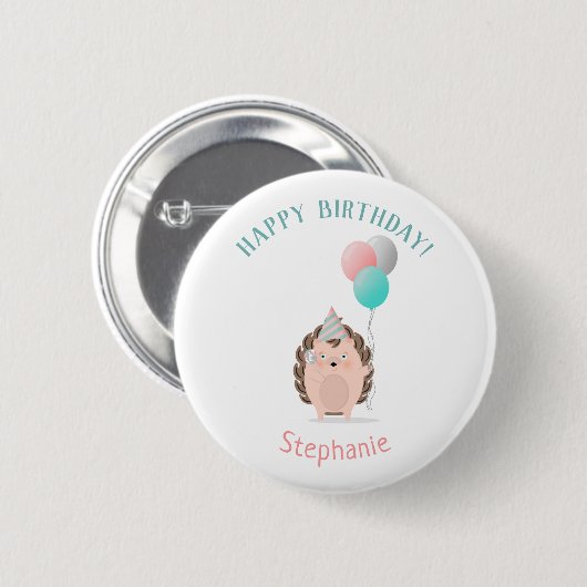 Cute Hedégel Birthday Ronde Button 5,7 Cm (Voorkant /achterkant)