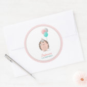 Cute Hedégel Birthday Ronde Sticker (Envelop)