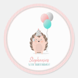 Cute Hedégel Birthday Ronde Sticker