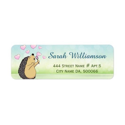 Cute Hedégel Cartoon Soap Bubble Hearts Label (Voorkant)