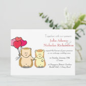 Cute Hedegel Cartoon Wedding Invitation Kaart (Staand voorkant)