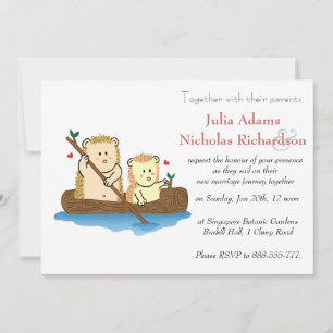 Cute Hedegel Cartoon Wedding Invitation Kaart