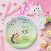 Cute Hedégel Cherry Blossom | Aangepaste verjaarda Papieren Bordje (Feest)