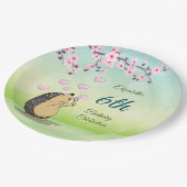 Cute Hedégel Cherry Blossom | Aangepaste verjaarda Papieren Bordje (Gekanteld)