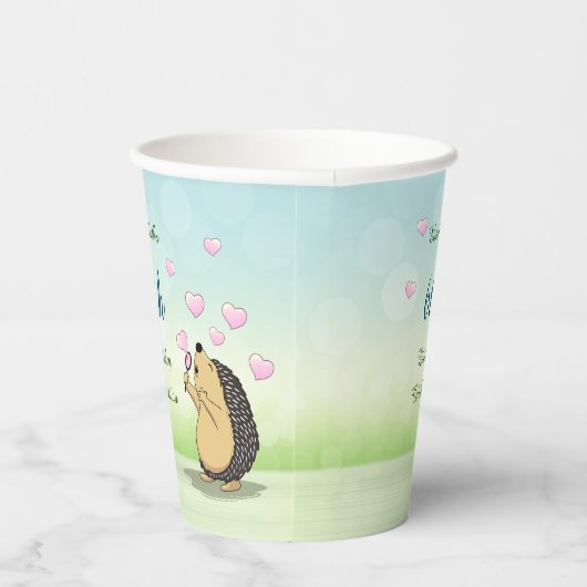 Cute Hedégel Cherry Blossom Papieren Bekers (Rechts)