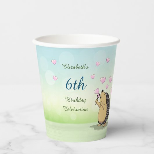 Cute Hedégel Cherry Blossom Papieren Bekers (Voorkant)