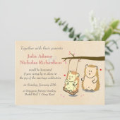 Cute Hedegel Couple on Tree Swing Wedding Kaart (Staand voorkant)