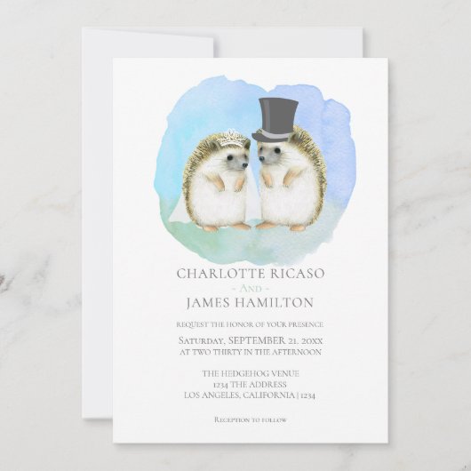 Cute Hedegel Couple Wedding Personalized Kaart (Voorkant)