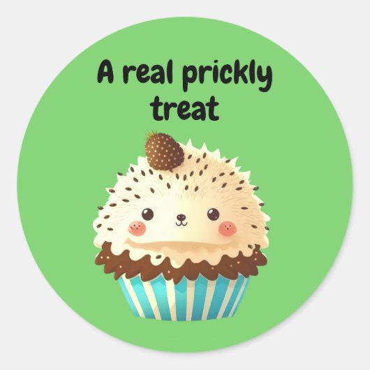 Cute Hedégel Cupcake - een echte, moeilijke behand Ronde Sticker (Voorkant)
