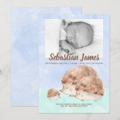 Cute Hedegel Family New Baby Photo Personalized Aankondiging (Voorkant / Achterkant)