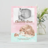 Cute Hedegel Family New Baby Photo Personalized Aankondiging (Staand voorkant)